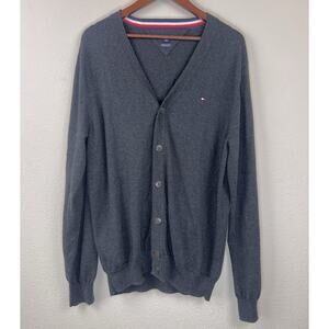 Tommy Hilfiger Men’s Gray Cotton Cardigan Sweater Button Front Size XL